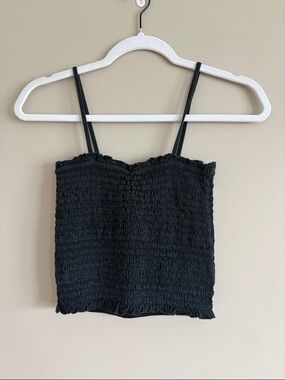 Brandy Melville Black Ruched Tank Top
